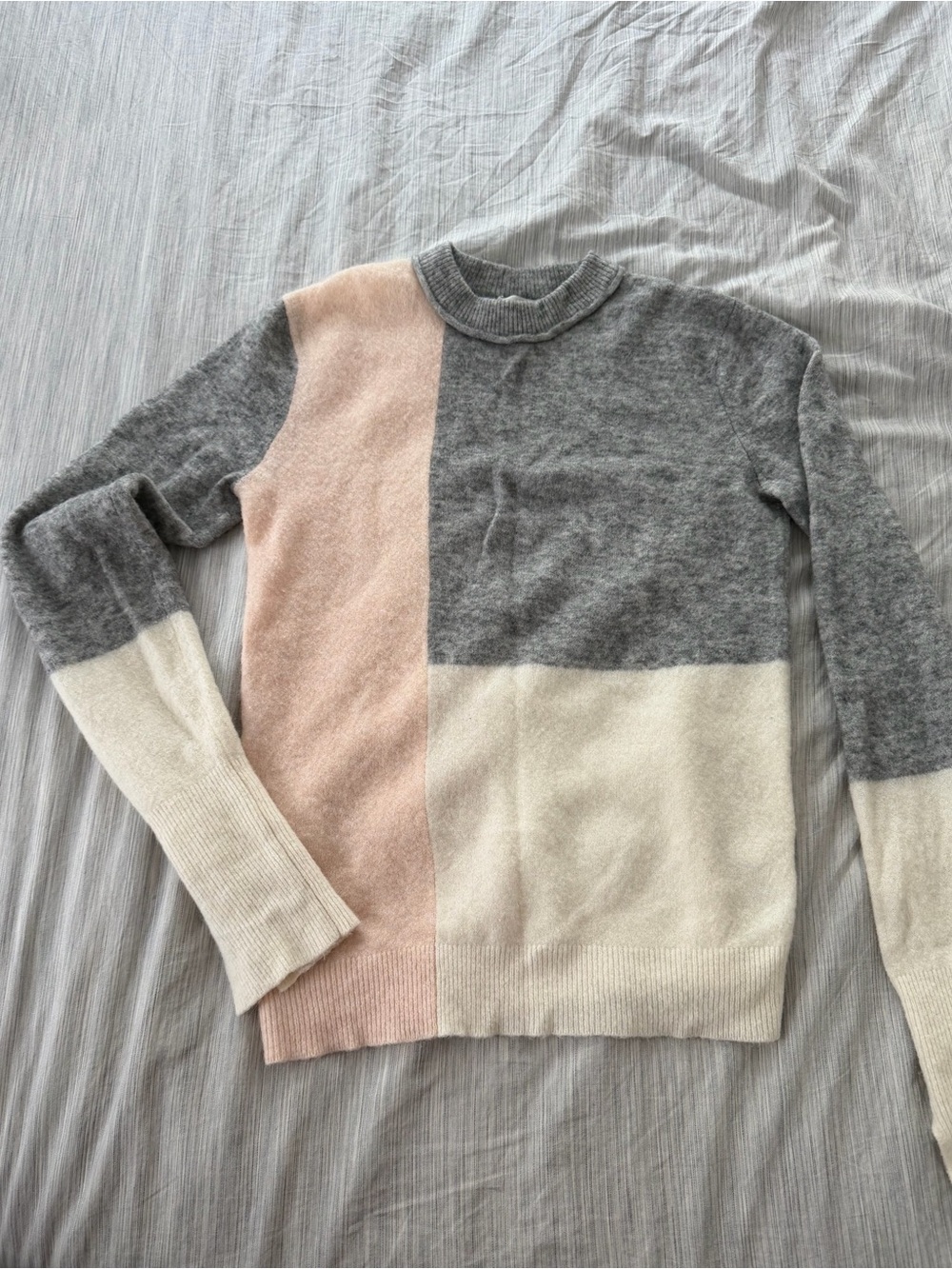 3.1 Phillip Lim Gray, Blush & Cream Colorblock Crew Sweater